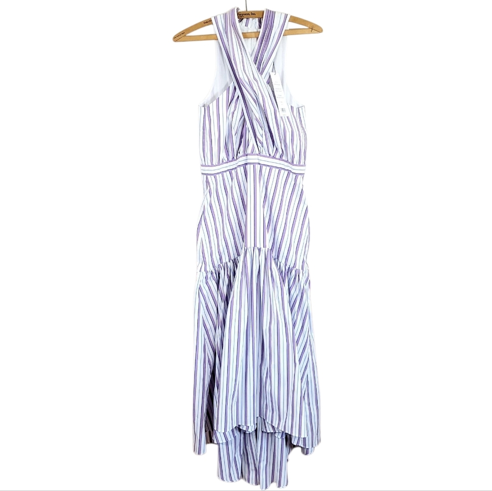 NWT VERONICA BEARD Radley Multi Stripe Poplin Criss Cross Halter Sun Dress 4 - Picture 5 of 16